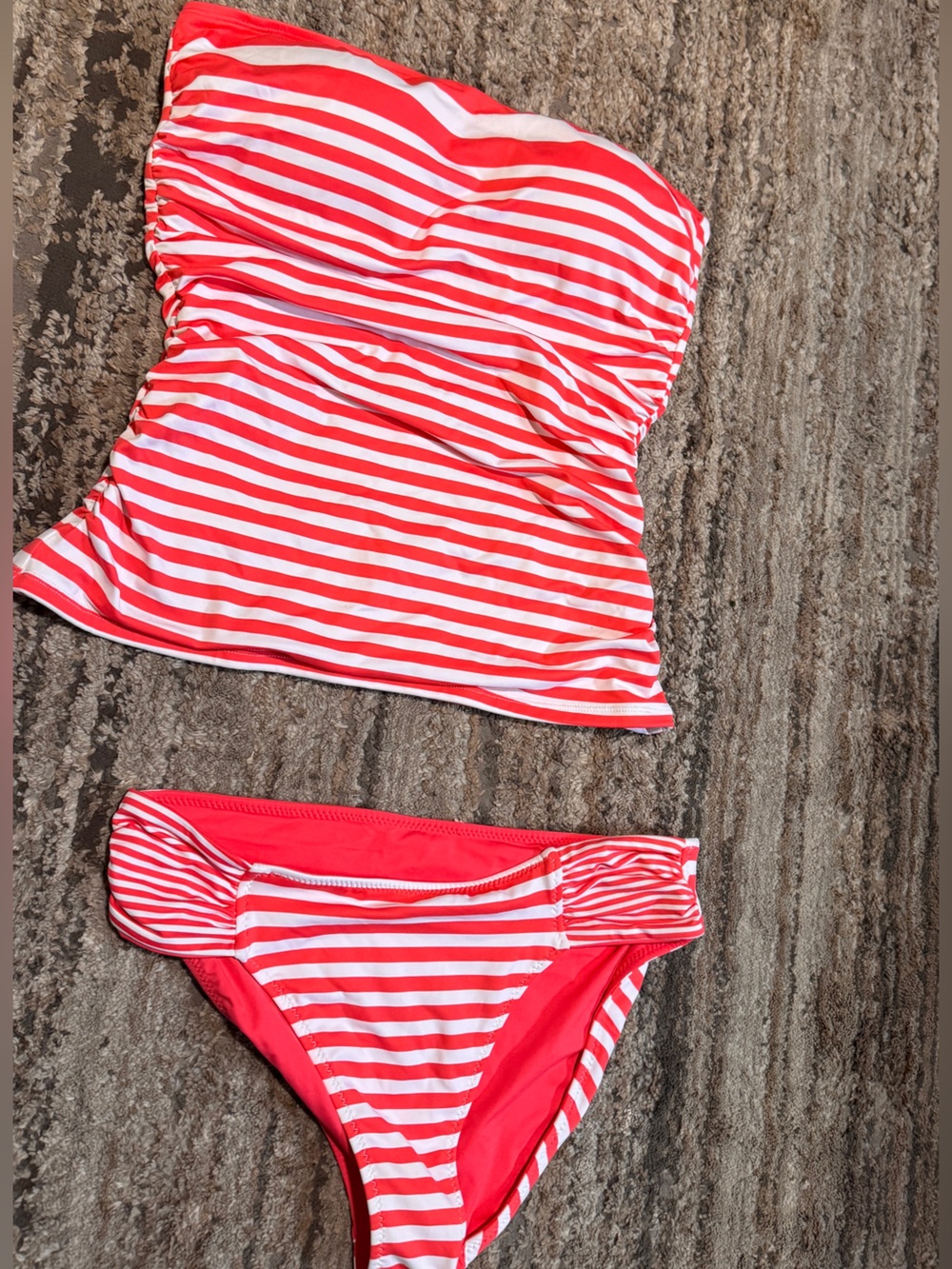 Tommy Bahama Red and White Striped Tankini Set